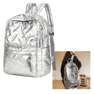 Fényes steppelt hátizsák ezüst EQ1913613-e