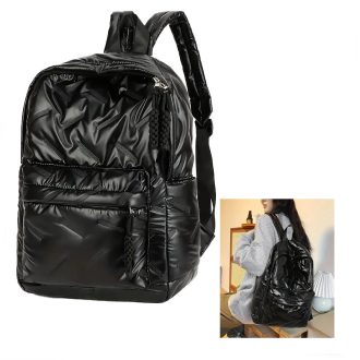 Fényes steppelt hátizsák fekete EQ1913613-f