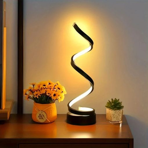 Modern Geometrikus Spirál Asztali Lámpa – 29,5 × 10 cm fekete ER314042B