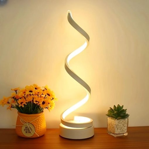 Modern Geometrikus Spirál Asztali Lámpa – 29,5 × 10 cm fehér ER314042W