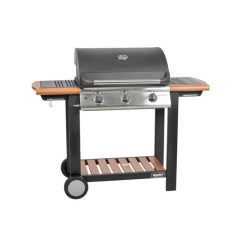   HECHT – 3 égős gázgrill, 10,5 kW, öntöttvas grillsütő FIREWOOD
