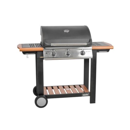 HECHT – 3 égős gázgrill, 10,5 kW, öntöttvas grillsütő FIREWOOD