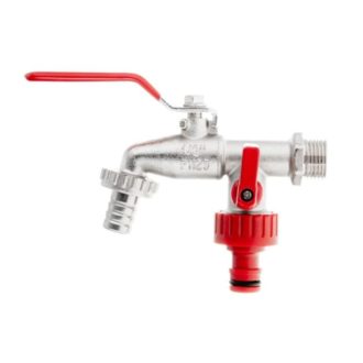   Kétutas kerti csap 1/2″-os bemenettel és két 3/4″-os kimenettel, csatlakozókkal G70190