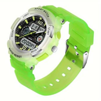   Női divatos quartz dupla kijelzős sport óra világos zöld GH238501-Z