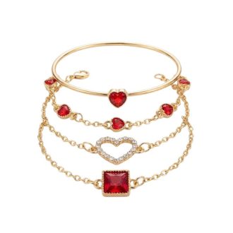   Rubinvörös Szenvedély – 4 db-os Elegáns Karkötő Szett GP564671-P