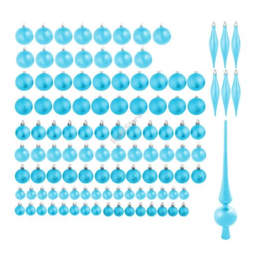 112 db-os karácsonyfadísz szett, türkiz HOP1001123-4