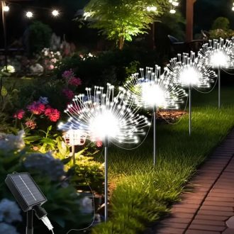   5 db napelemes 300 LED-es pitypang füzér hidegfehér JG730845-F