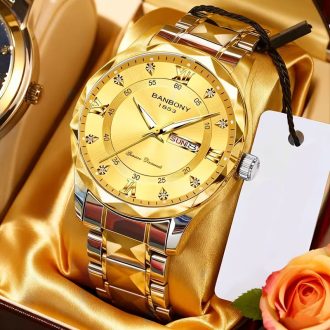 BANBONY quartz óra római számokkal arany JU9178069-A