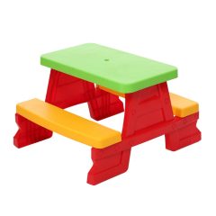 Vidám, piros színű piknikasztal gyerekeknek K01471