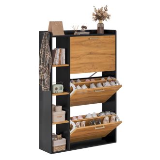   3 ajtós fa cipőszekrény polcokkal és tárolófelülettel KM9008692