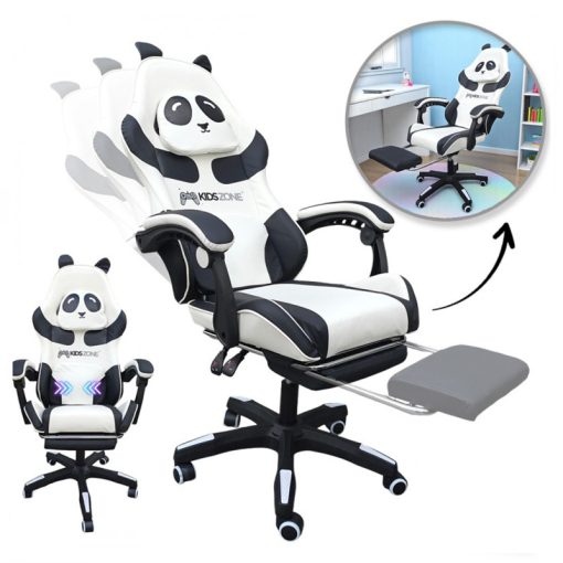 PANDA forgatható gamer szék lábtartóval és masszírozóval – KIDS ZONE KO34
