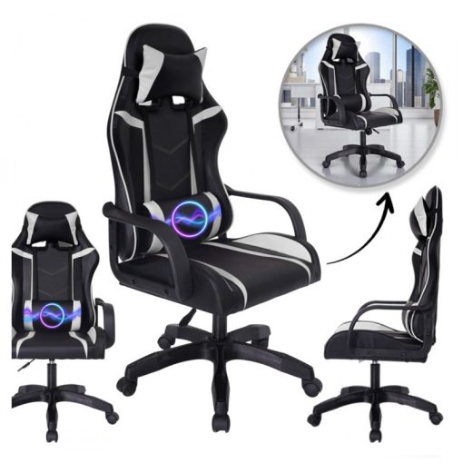 VORTEX gamer, irodai forgószék fekete műbőr kárpitozássa KO35B