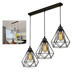   Loft stílusú 3 izzós retro függőlámpa – fekete fém vázzal KR1500199