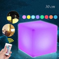   Procart LED Kocka szék, RGB világítás 16 színnel, 4 üzemmóddal, távirányítóval, 30x30 cm LSSK-02
