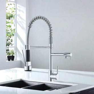 Konyhai mosogató csaptelep zuhanyzóval ezüst LW809534-E
