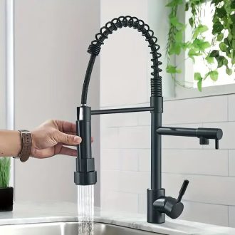 Konyhai mosogató csaptelep zuhanyzóval fekete LW809534