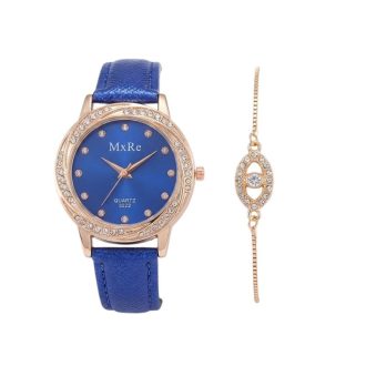   MxRe "Midnight Blue" Női Karóra és Karkötő Ajándékszett – Királykék/Rose Gold MR01KRG