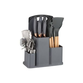   20 Darabos Professzionális Kés- és Eszközkészlet – Modern Fémszürke & Rose Gold NY11566453