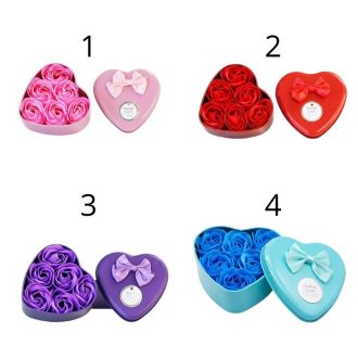   6 Darabos Rózsa Szappanvirág Szett Szív Alakú Fémdobozban – "Sweet Love" NY11920965