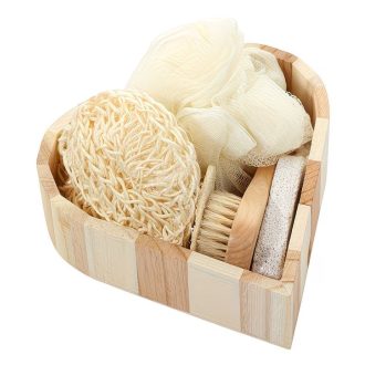   Kockás Fa Szív Alakú Fürdő Ajándékszett - 5 Részes Wellness Csomag PL92758-1