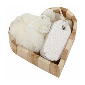   Naturális Wellness Fürdőkészlet Szív Alakú Kockás Fadobozban PL92758-2