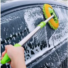   Hosszú nyelű autómosó mop bőrke kefével QK106444 – Zöld