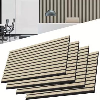   4 db 120 × 60 cm Akusztikus barna fa hangszigetelő panel QX1122442