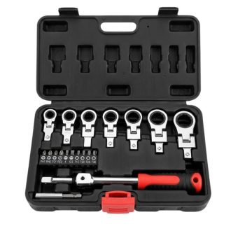   20 részes racsnis csillag-villás kulcs készlet bitfejekkel és hajtókarral RCSK-01