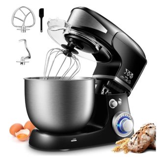   Royalty Line konyhai robotgép Fekete – 6 sebesség, 5,5 L rozsdamentes acél tál RL-PKM1600-1