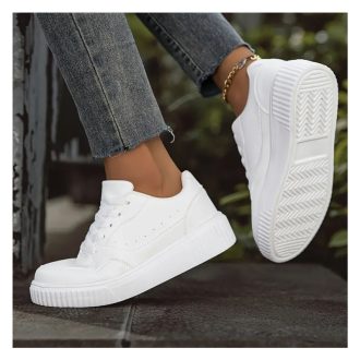 Női fehér fűzős kényelmes tornacipő RL700696