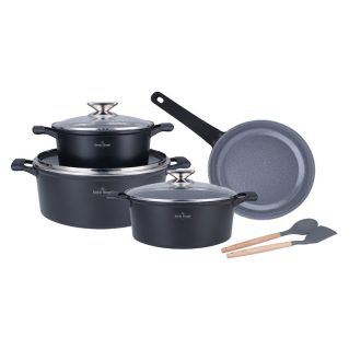 Die Cast Aluminum 9 részes edénykészlet fekete SH-LG4009B