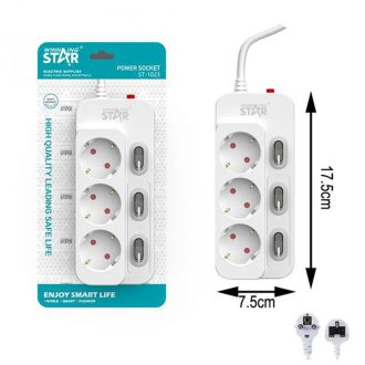   Winning Star hálózati  elosztó 3 aljzat, 3 kapcsoló ST-1023