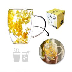 Virágos Thermo Üvegpohár – 300 ml – SZK153