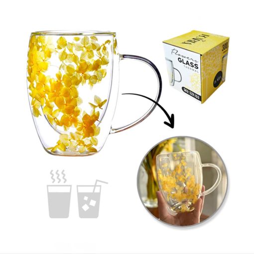 Virágos Thermo Üvegpohár – 300 ml – SZK153