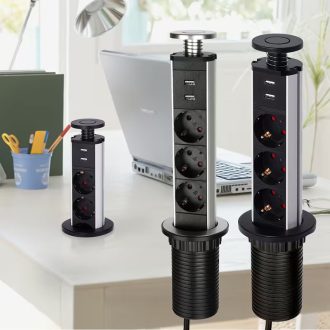   Beépíthető / kihúzható konnektor konyhapultra ezüst UD5588106