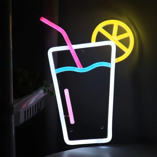 Fali dekoráció, LED neon lámpa - Koktél UJA5504