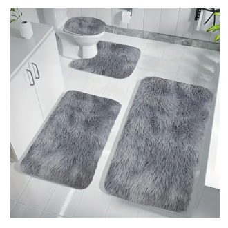 4 részes puha fürdőszoba szőnyeg szett szürke UL719812S