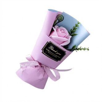   "Rózsaszín Álom" Mini Szappanrózsa Csokor – Rózsaszín Papírban UU584697-R