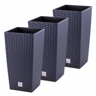   Rattan hatású négyzetes virágcserép szett 3 db 37,6 cm V4MV131Q58