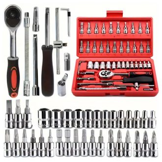   46 darabos autójavító szerszámkészlet –Piros tárolódoboz XD21172-2