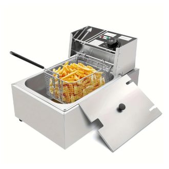   NIRVA 6L Ipari fritőz – Rozsdamentes Acél, Levehető Tartállyal XE1375490
