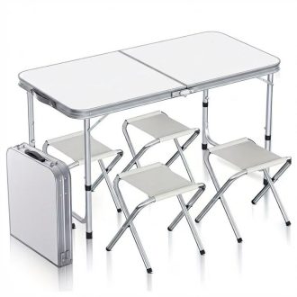   Összecsukható Kemping Szett – 120 cm-es asztal + 4 db szék XJ3238736