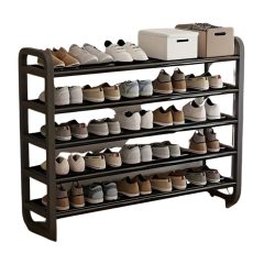   6 szintes nyitott cipőtároló polc – fekete, 75 × 73 cm YX1429869-2