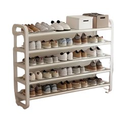   6 szintes nyitott cipőtároló polc – fehér, 75 × 73 cm YX1429869