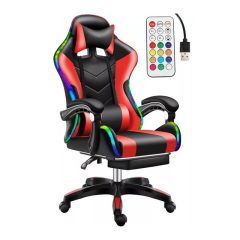   Likeregal 920 LED masszázs gamer szék lábtartóval piros holm6909