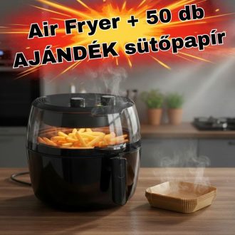   Nineshield Légkeveréses Sütő Forgó Lapáttal, 8L 1500W + 50 db AJÁNDÉK sütőpapír holm9637